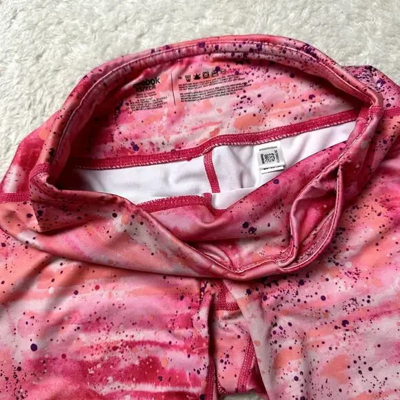 Reebok Pink Ombre Paint Splatter Bike Workout Shorts Women's Size XS Extra Small - Picture 4 of 7